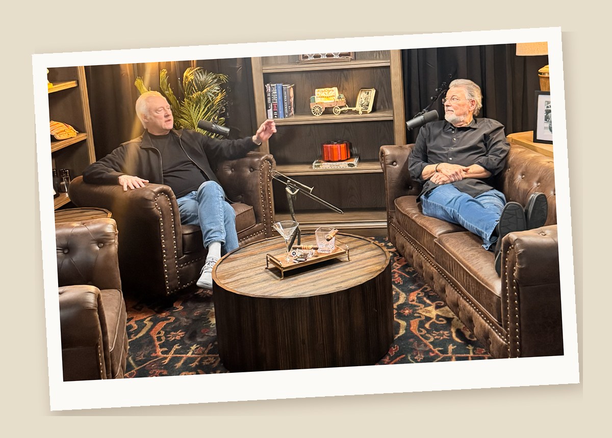 The Dropping Names studio, with the guest's chair